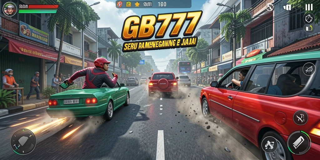Tangkapan layar gameplay GB777 menampilkan aksi balapan yang intens.