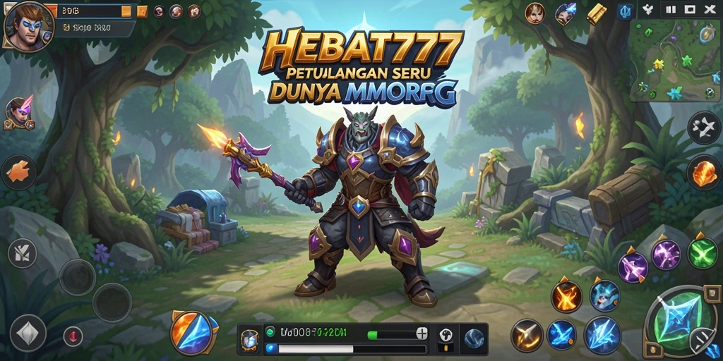 Screenshot HEBAT777 menunjukkan pertempuran seru dalam MMORPG.