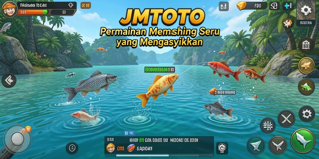 Tampilan gameplay JMTOTO yang memukau saat memancing di laut.