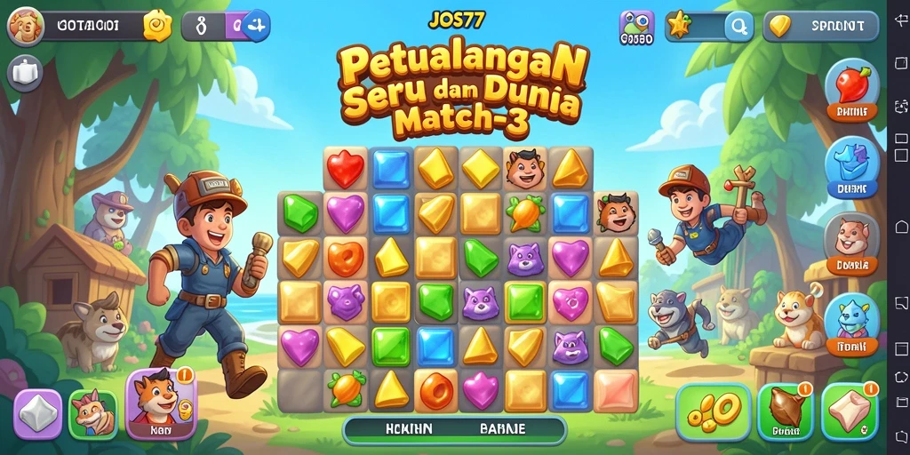 Tampilan gameplay seru JOS77 dengan tantangan Match-3.